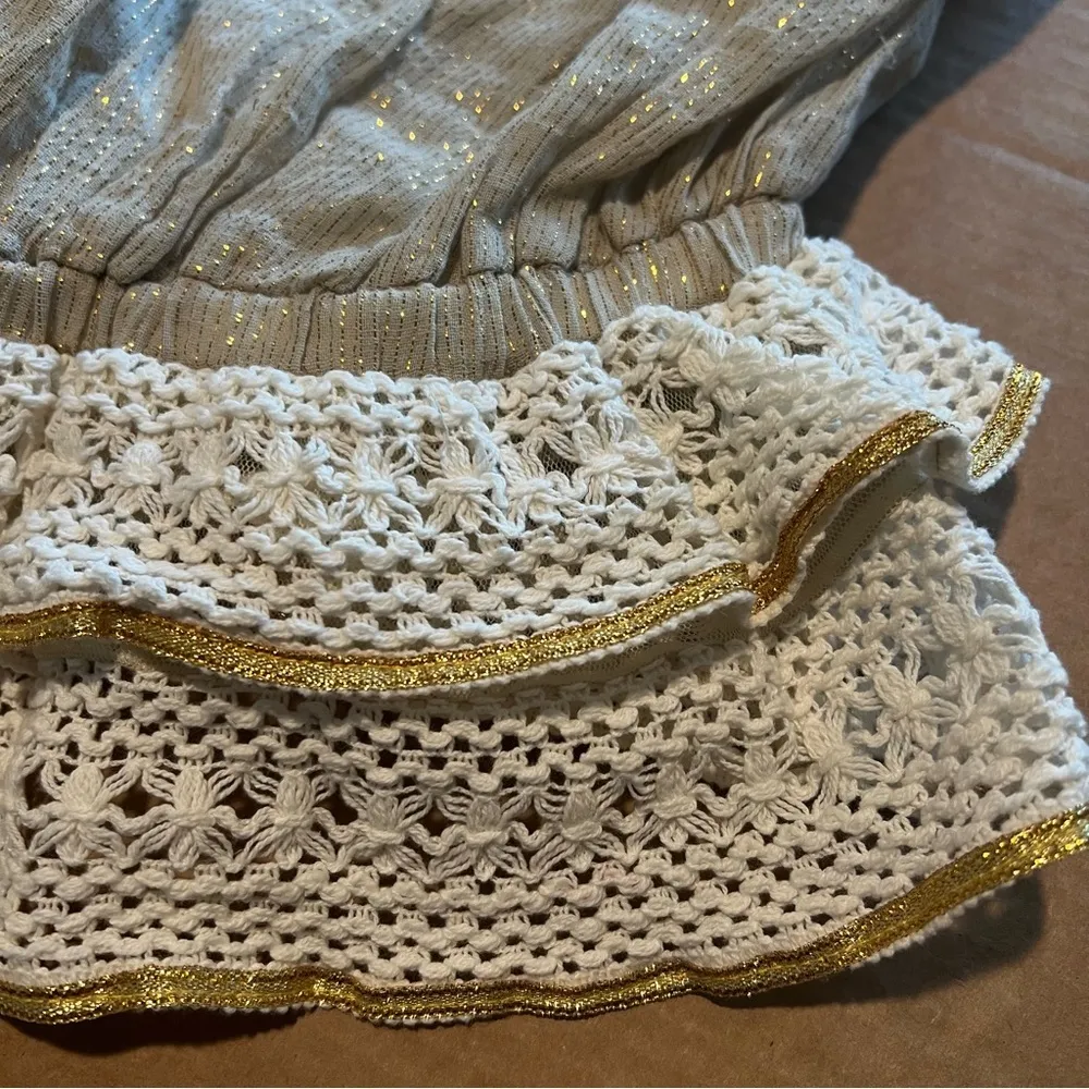 Ramy Brook Tilda strapless tube top cover gold lurex and crochet hem, XS, NWT - Image 10