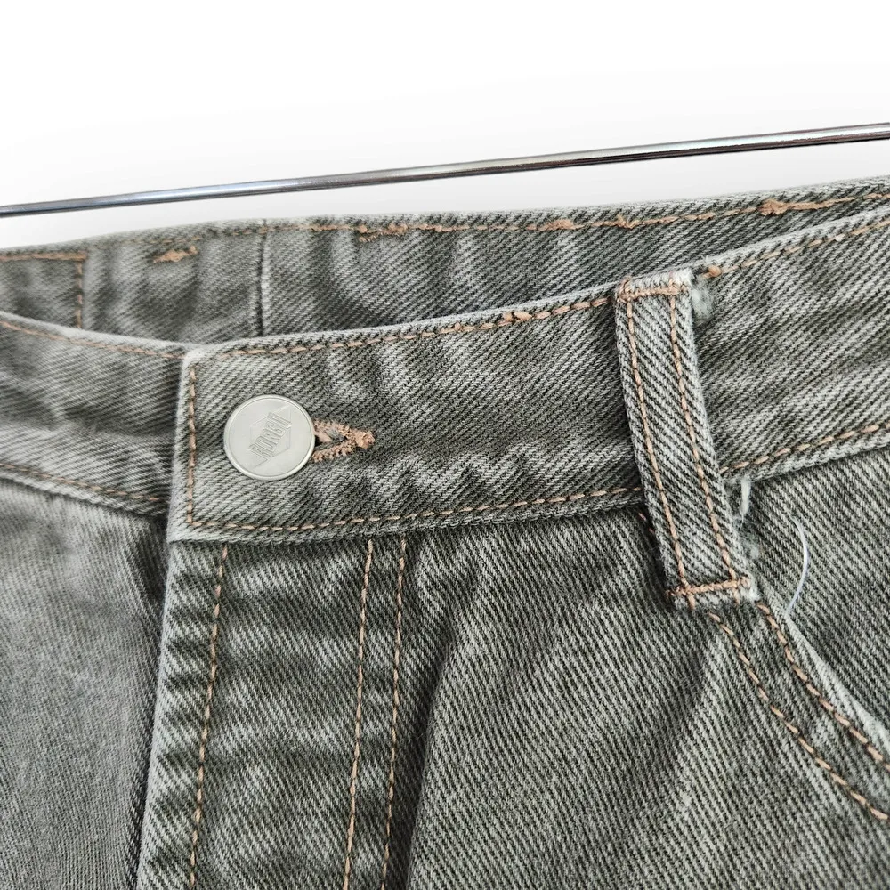 Vintage 80s Bongo High Waisted Army Green Tapered Leg Jeans 27 - Image 5