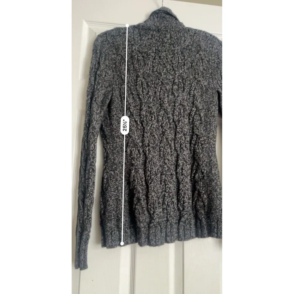 The Limited Gray Chunky Cable Knit V-Neck Sweater with Buttons Women's Medium - Image 5