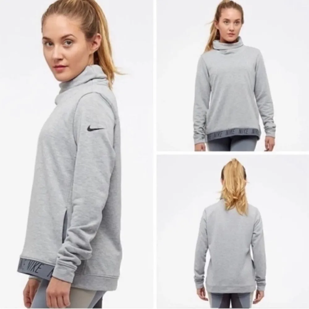 Nike Dry Cowl Funnel Neck Pullover Top Heather Gray Medium - Image 3