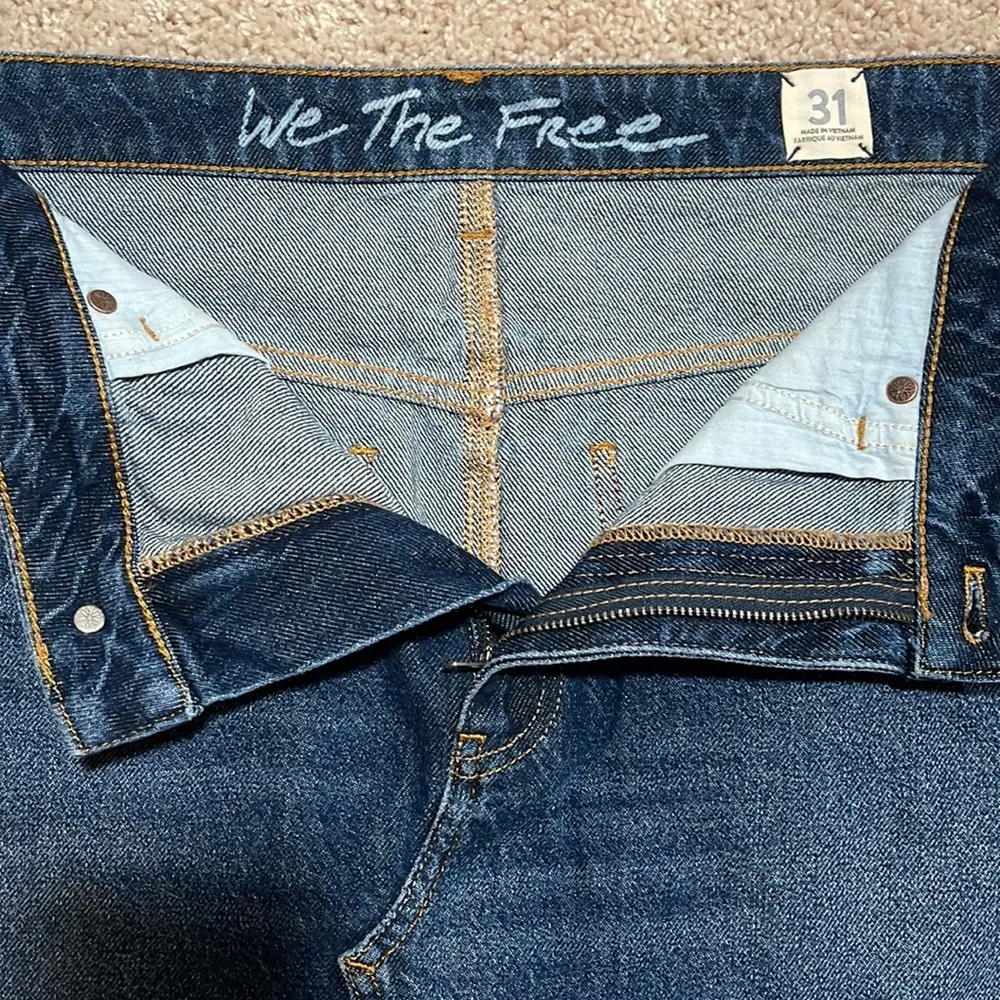 We the Free Bailey blue denim mini skirt raw hem. - Image 2