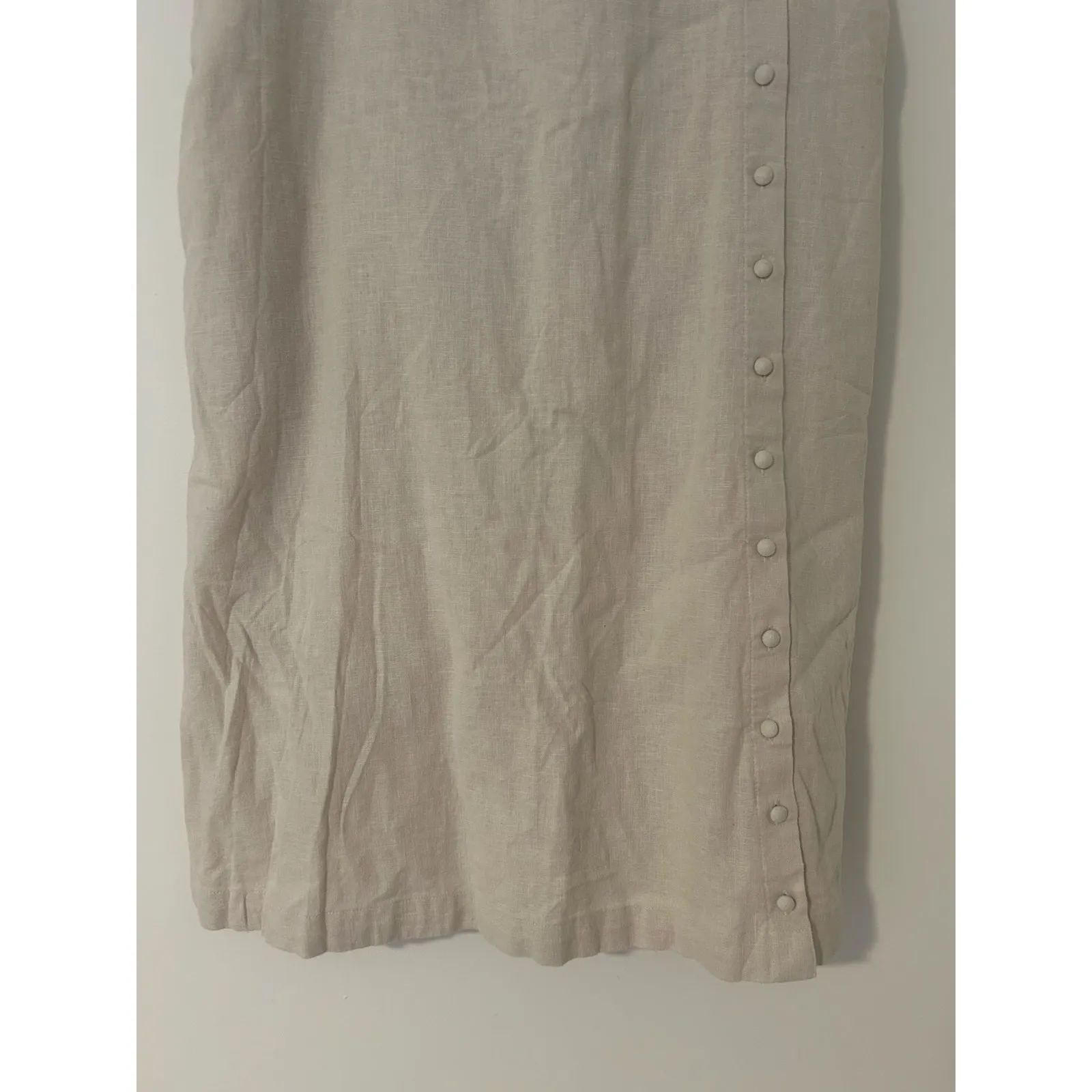 NWT Abercrombie Fitch Button Front Dress Tan Linen Cotton Blend M Tall Skort MT - Image 3
