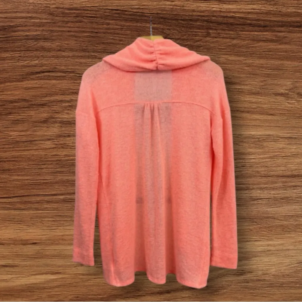 Lilly Pulitzer Vibrant Coral Open Draped Collar Cardigan - Image 2