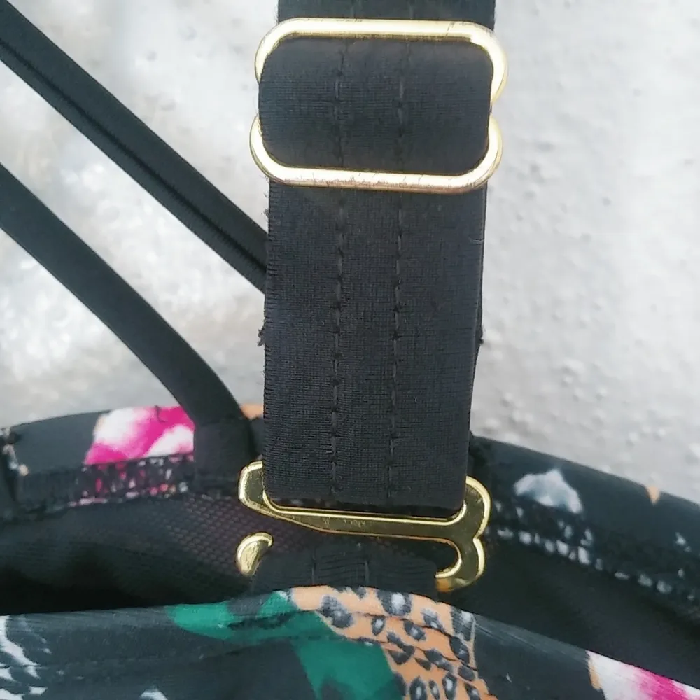 Swim Sexy 18 Strappy One Piece Black Animal Art Swim Suit Pink - Image 7