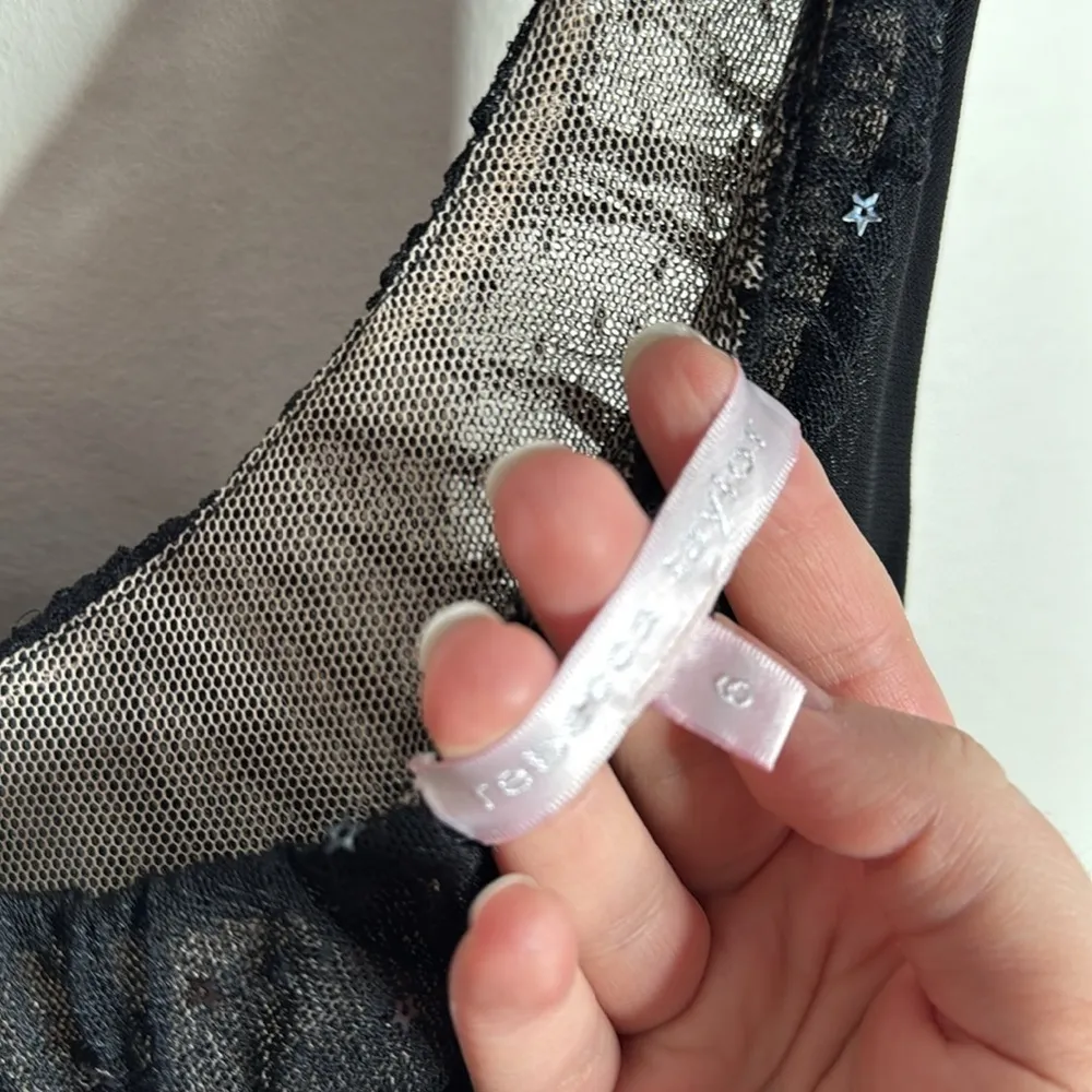 Rebecca Taylor black Maxi Dress Scoop neck Sleeveless sequin Star detail size 6 - Image 10