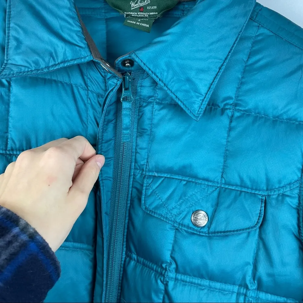 Woolrich Abington Teal Goose Down Puffer Coat Womens Sz Small - Image 10
