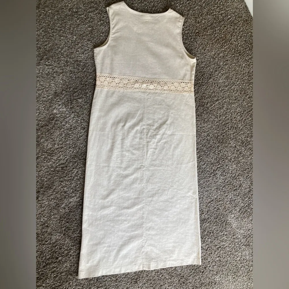 Tan Sleeveless Sheath Maxi Dress for Wedding Guests Size L - Image 5