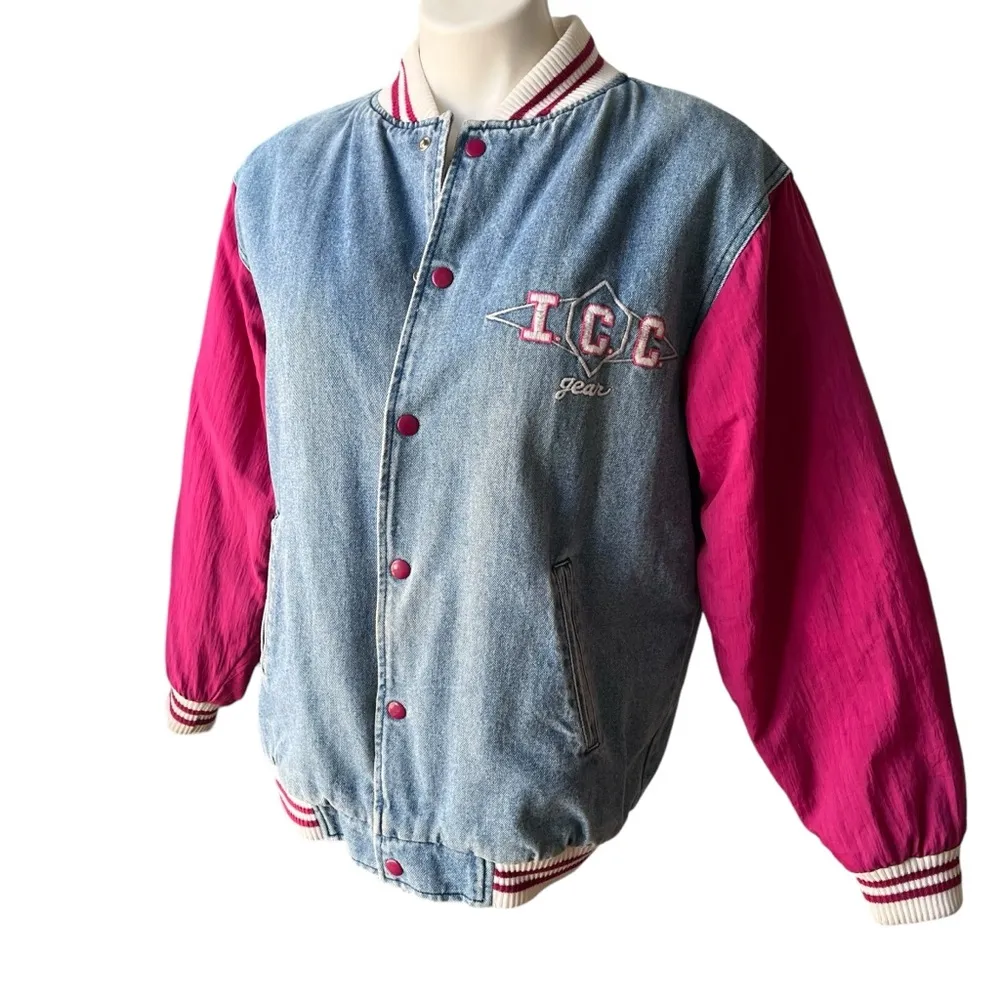 Vintage Ivy Club Classics Denim Bomber Jacket, Sz S Blue - Image 3