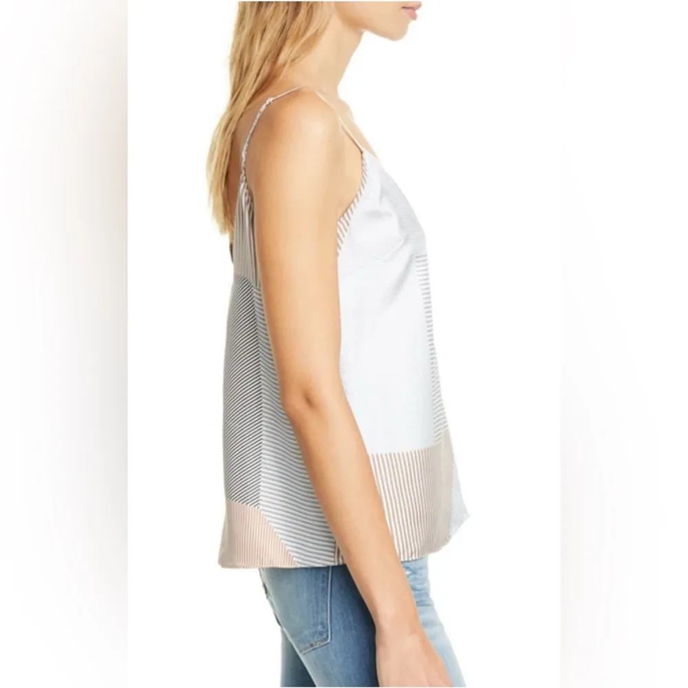 $195 FRAME Classic Printed Silk Camisole Powder Multi (Size S) - Image 3