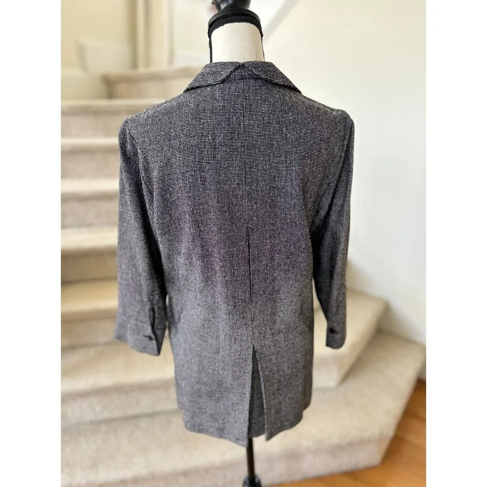 Vintage Ann May Black & White Micro Dot Silk Skirt Short Top Set Old Money - Image 9