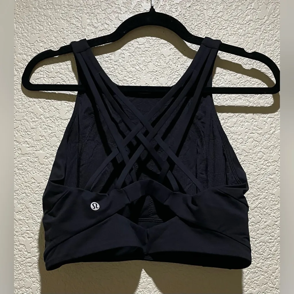 Lululemon Free To Be Serene Sports Bra High Neck Long Line Black Size 10 - Image 5