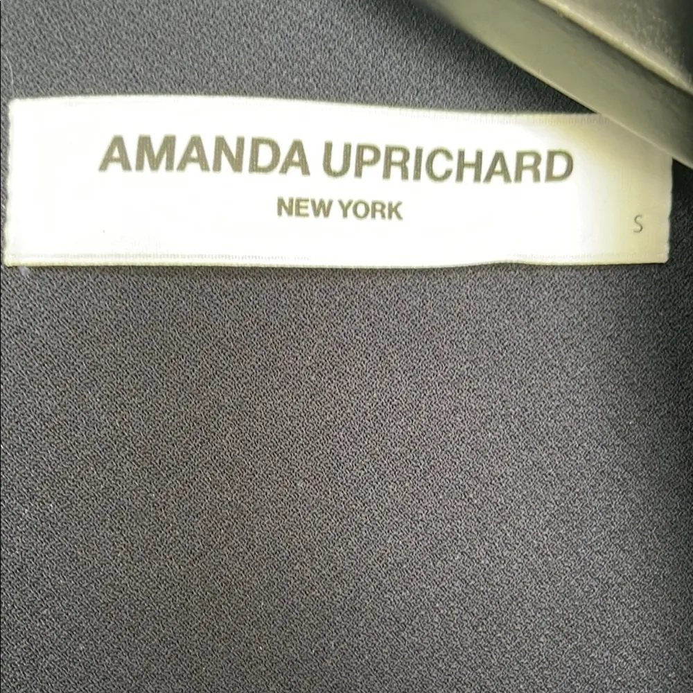 Amanda Uprichard Revolve Navy Blue Long Sleeve Raw Hem Dress Shoulder Pads Small - Image 4