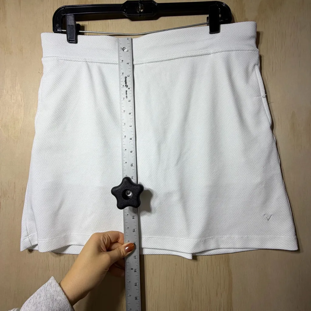 Callaway Women’s White Golf Skort Stretch Athletic Skirt Size L Pockets Logo - Image 5