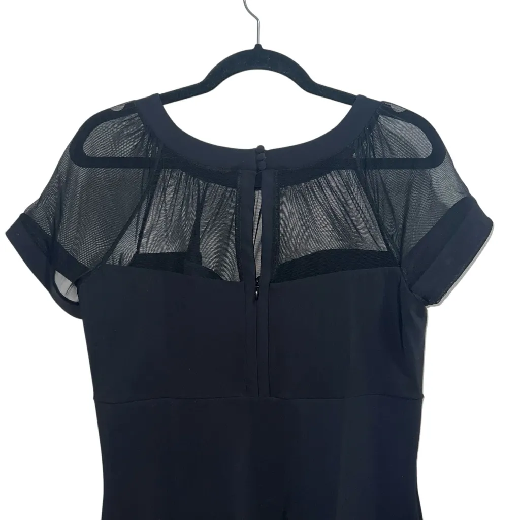 NEW NWT Chiara Boni La Petite Robe Floria Short Sleeve Illusion Midi Dress Black - Image 8