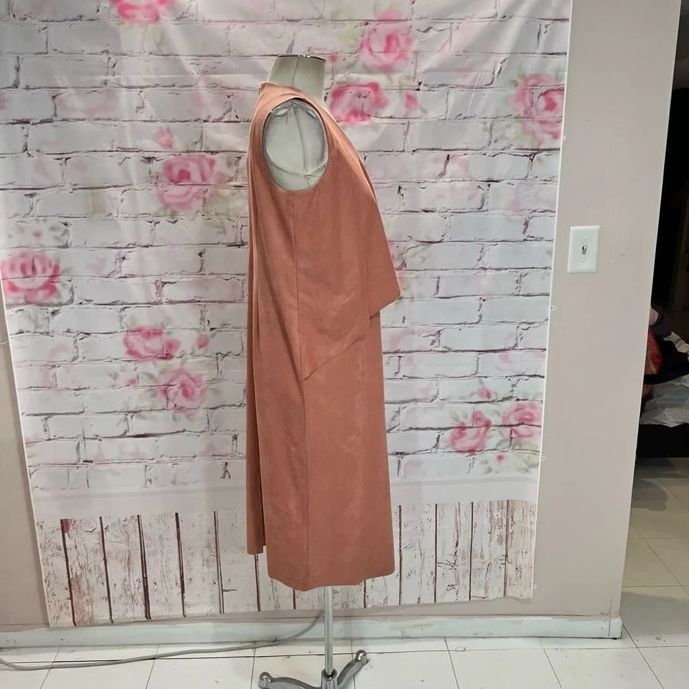 Chicos Black Label Women's Pink Faux Suede Sleeveless Midi Dress Size M 8/10 NWT - Image 3