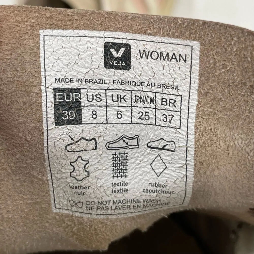 Veja V-10 Multico Nude Colorblock Sneakers Suede Leather Pink Blue Cream Size 8 - Image 16