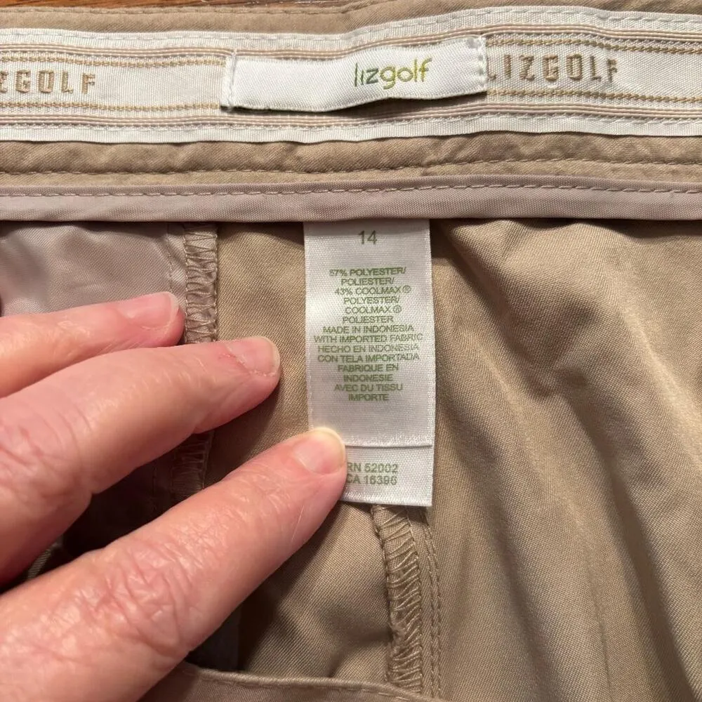 Liz Golf Khaki Shorts Women Size 14 Preppy Chic Activewear Casual - Image 7