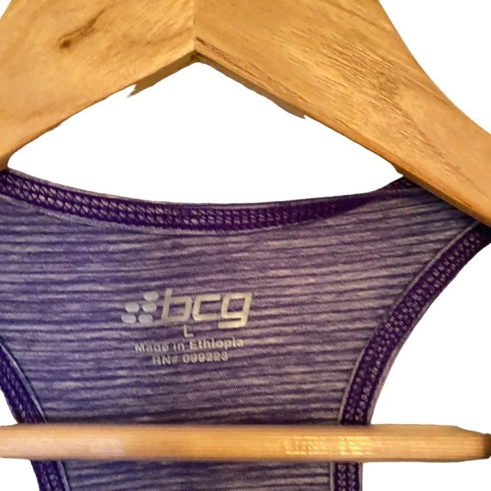 BCG large purple striped athletic razor back tank top - Image 2