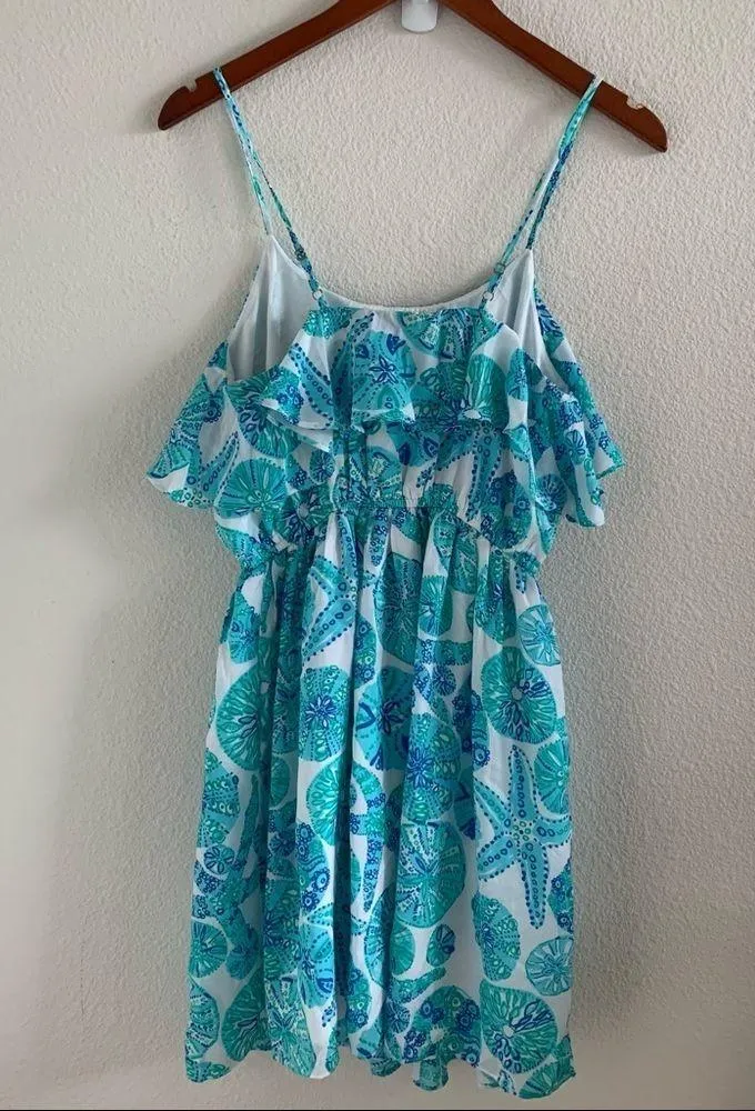 Lilly Pulitzer Sand Dollar Starfish Ocean Theme Dress Green Blue Small - Image 12