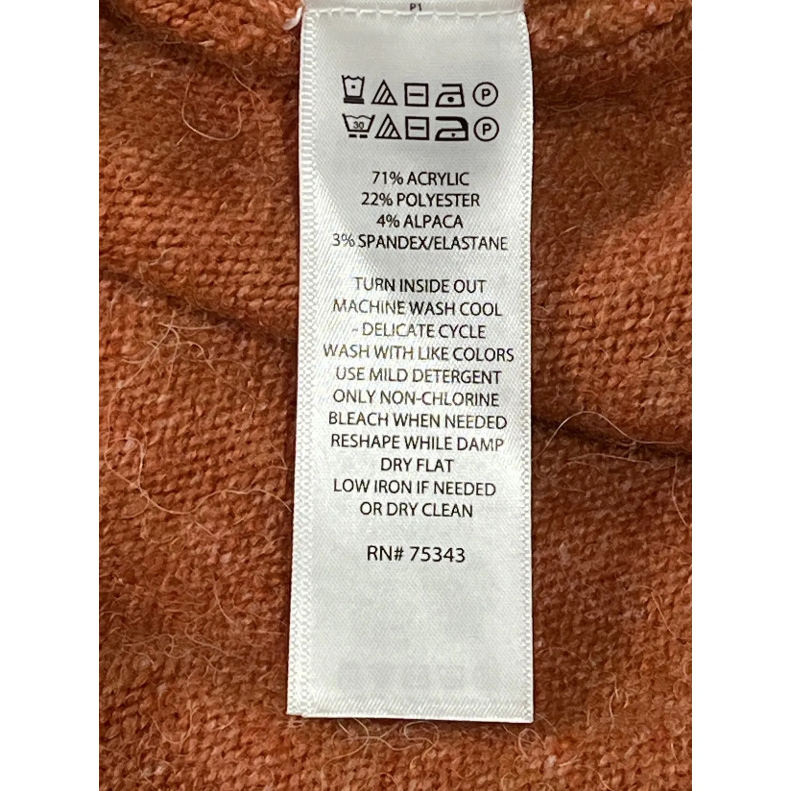 Jessica Simpson Cowl Neck Sweater Orange Heathered Knit Women's XS Alpaca Blend - Image 5