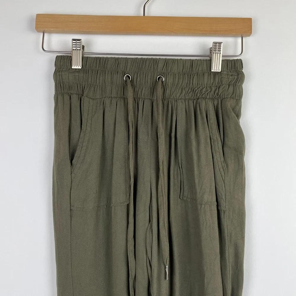 Rewash 100%Rayon Pants Smocked Women's Jogger Pants Olive Green - Image 4