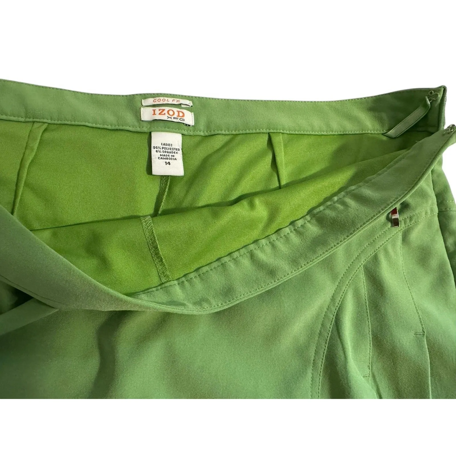 IZOD XFGolf Green Outfit Set Skirt  Zip down Top Womens Large, Size 14 Skort - Image 12