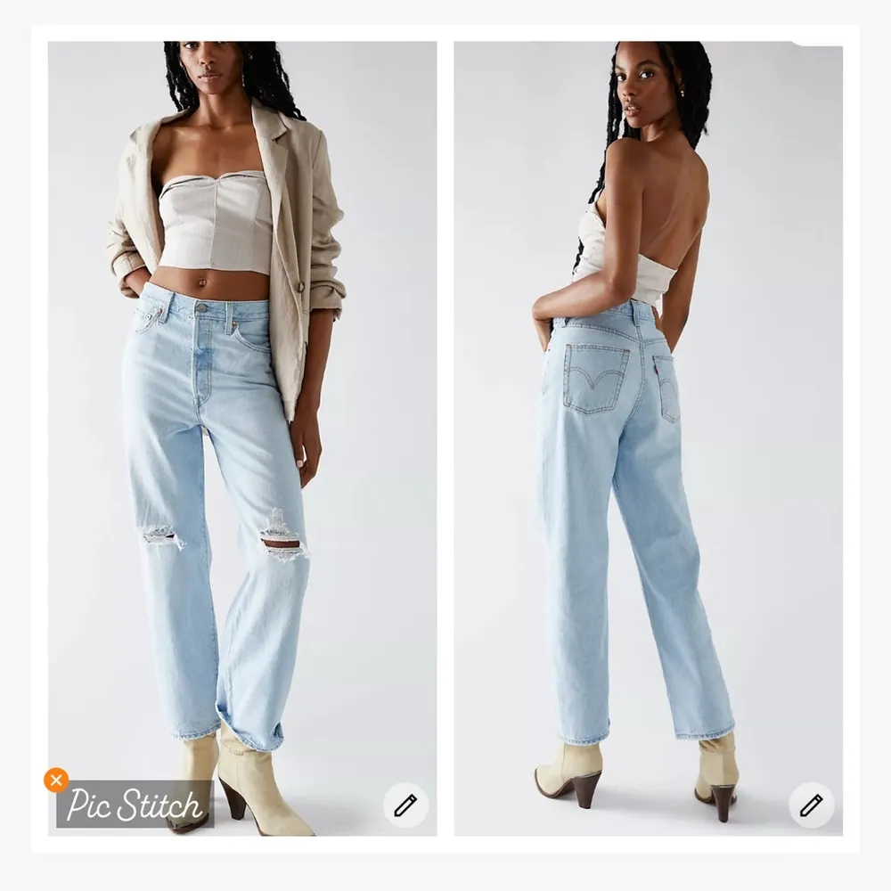 Levi’s Ribcage Straight Ankle Shredded Knees Light Wash - Image 3