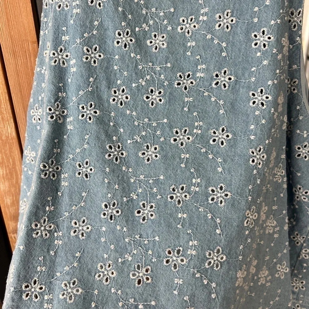 River Island chambray romper skort dress eyelet embroidered sleeveless denim - Image 3