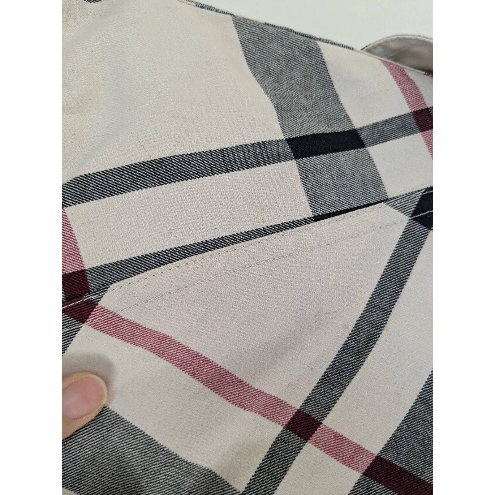 Pendleton Women's Reversible Rain Coat Plaid And Solid Rare Beige/Black Sz L - Image 14