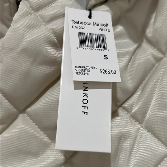 NWT‎ Rebecca Minkoff small Cream quilted long Jacket with pockets - Image 3