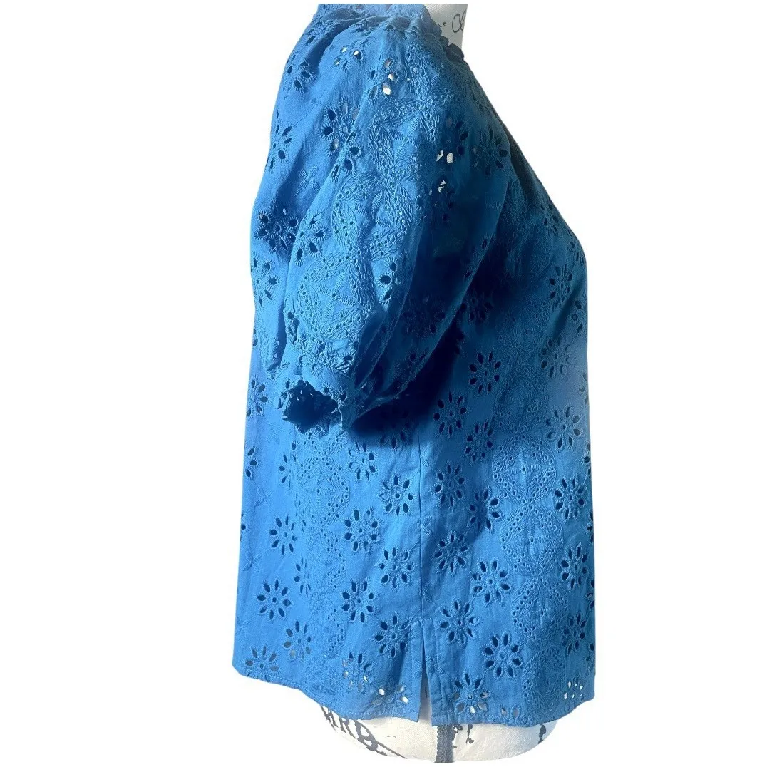 NWT Nurture By Westbound Petites PS‎ Blue Eyelet Embroidered Top Button Size undefined - Image 5