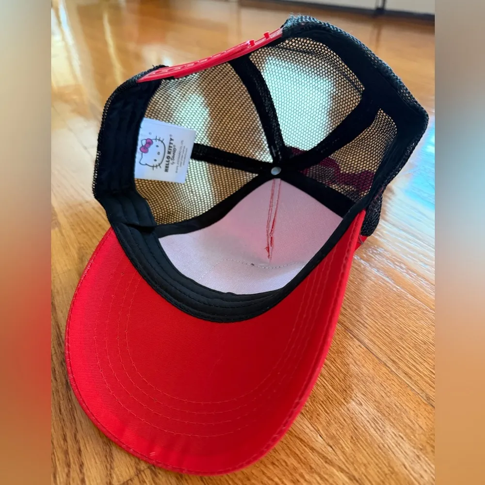 Sanrio Hello Kitty Trucker Cap in Red and Black SnapBack NWT - Image 4