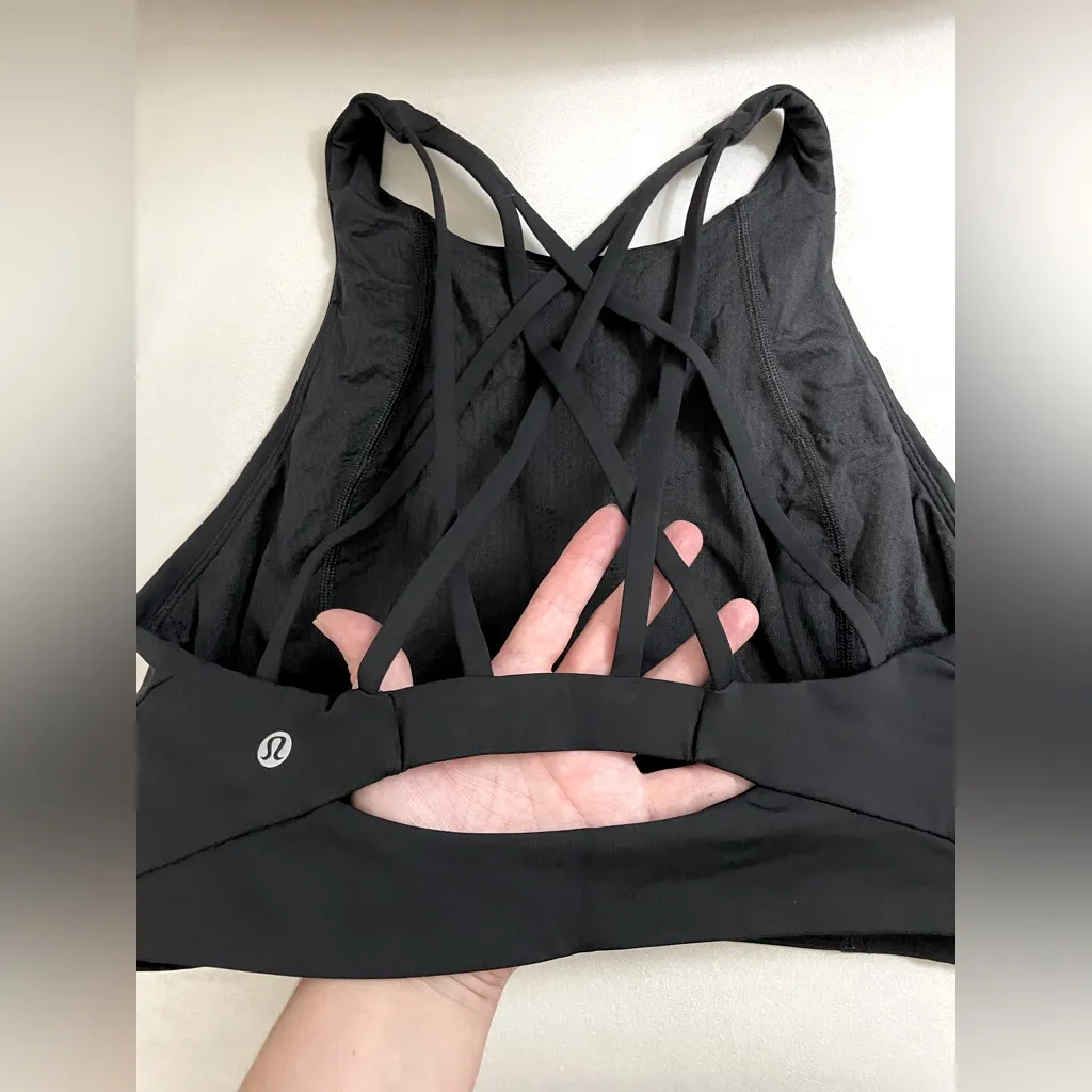Lululemon Free To Be Serene Sports Bra High Neck Long Line Black Size 10 - Image 9
