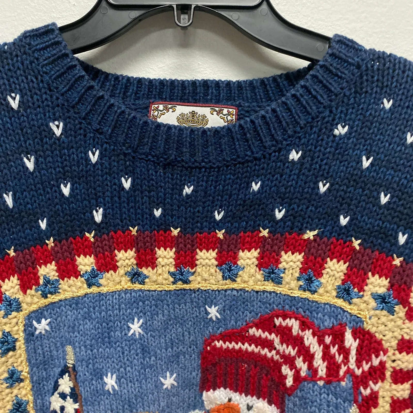 Tiara International Knit Ugly Christmas Sweater Snowman American Flag Medium - Image 7