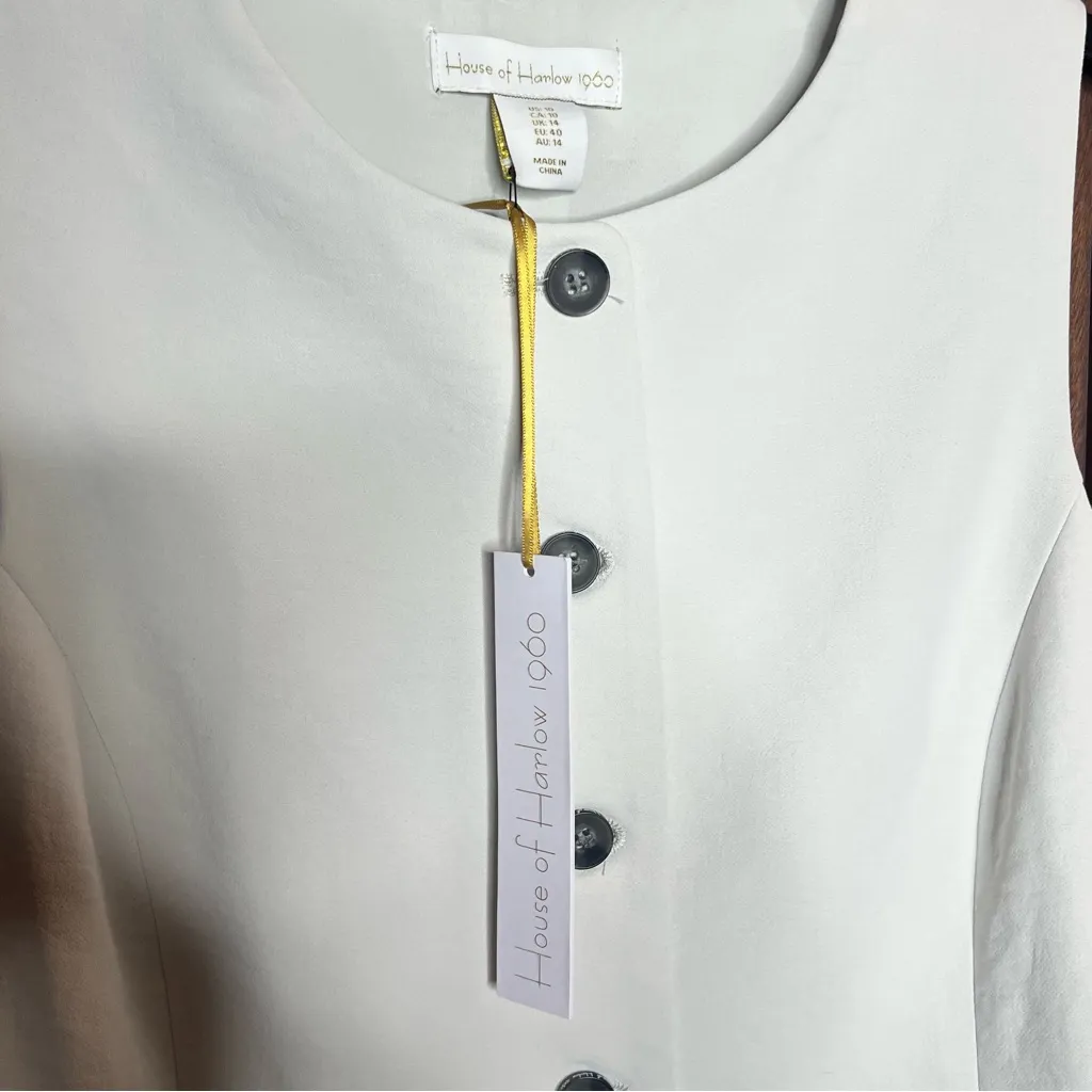 House of Harlow 1960 NEW Old Money Button Front Tailored Vest Top Size 10 Chic Gray - Image 3