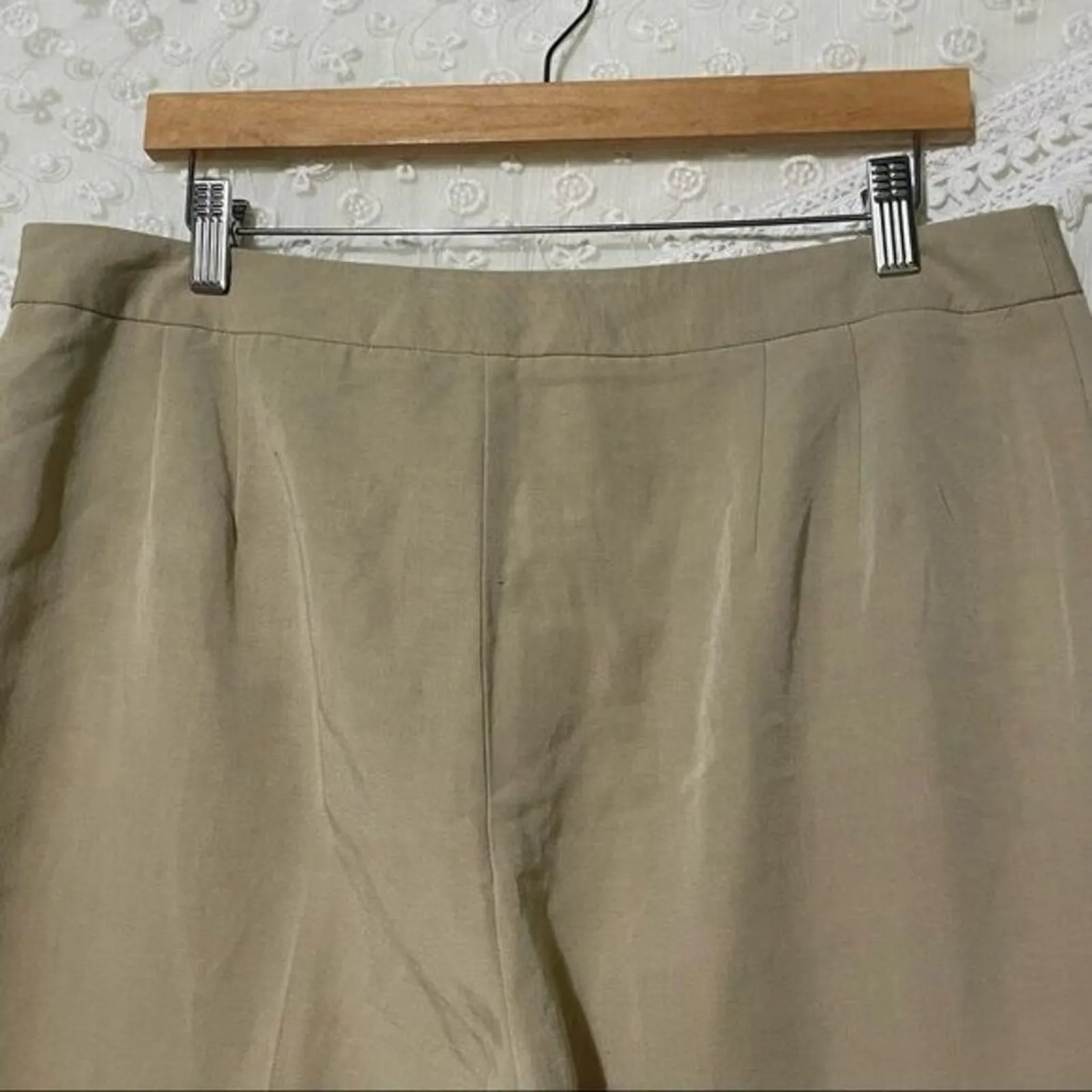 Evan Picone Womens Linen Blend Pants Neutral Versatile Flat Front Beige Size 10 - Image 4
