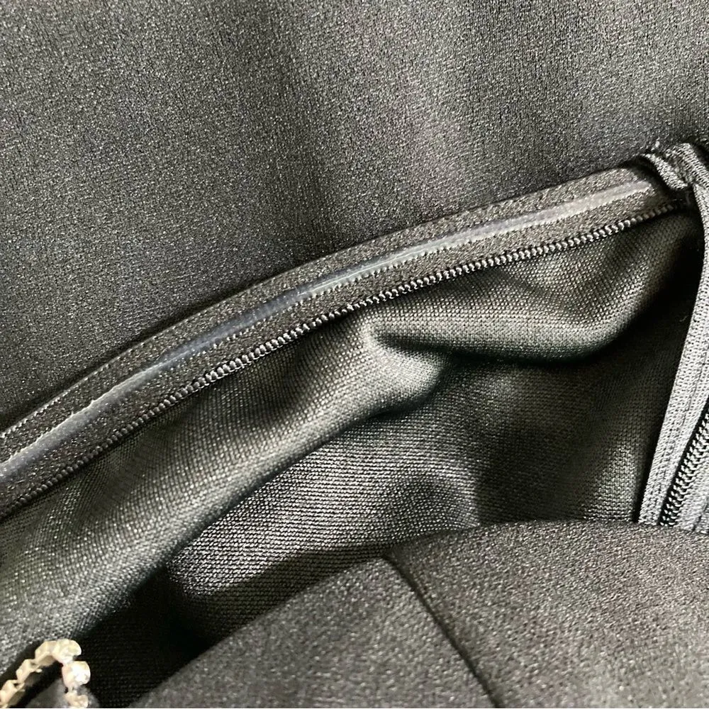 JJ’s House Black and Rhinestone Chain Strap Bodycon Mini Dress Large NWT - Image 11