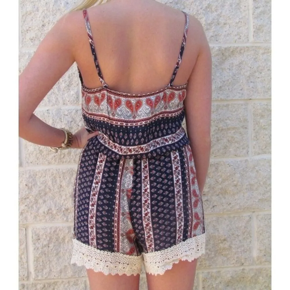 Boutique Printed Paisley Romper - Image 2