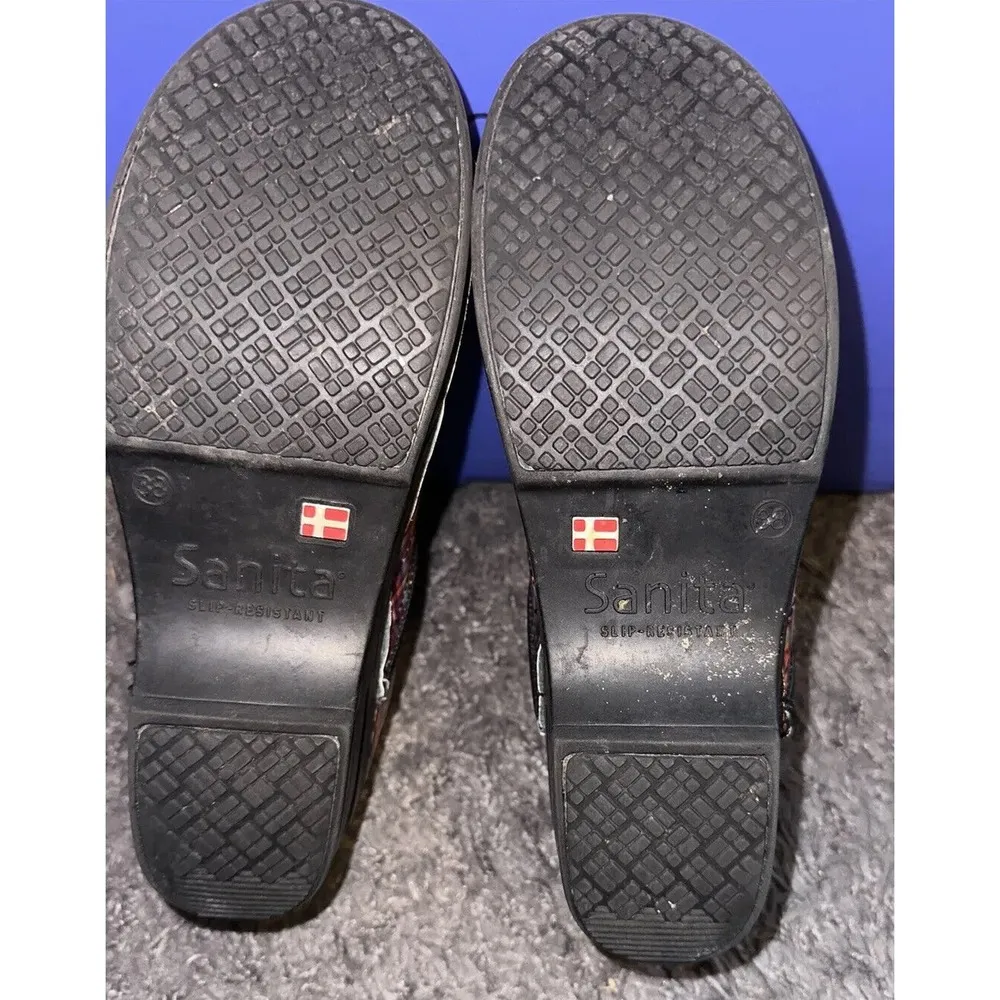 Sanita Womens Professional Clog Shoes Plaid Purple Size 38~US 7 Slip On Comfort - Image 6