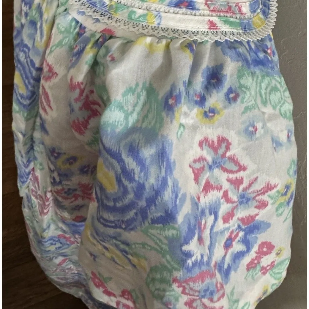 VTG Smart Time XL ? USA Floral Babydoll Snap Up House Dress Robe Nightgown Lace - Image 4