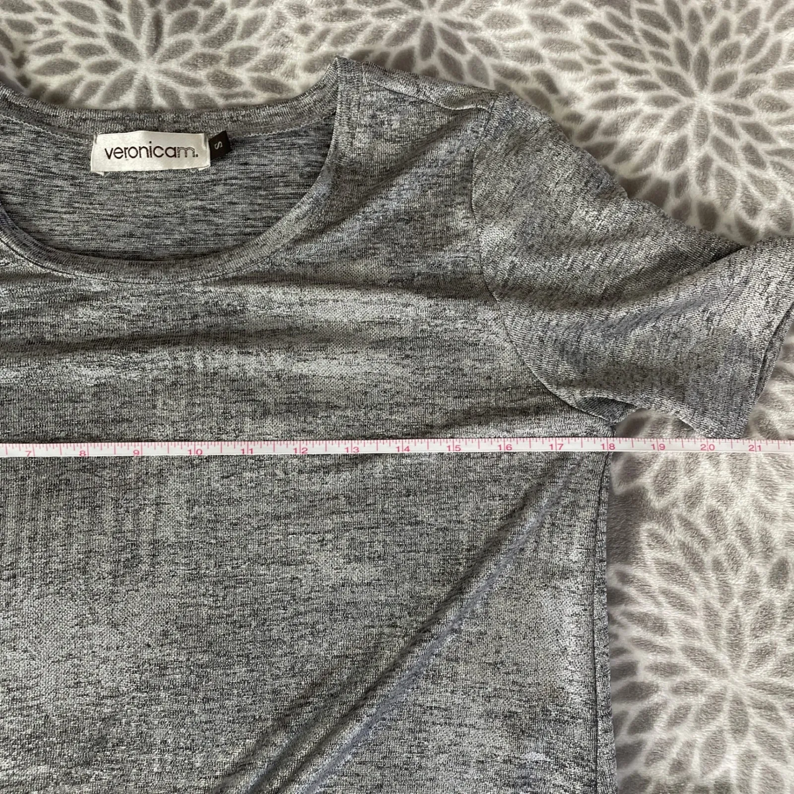 Silver Metallic Pleated Dress sz Small Veronica Short Sleeve Indie‎ Sleaze Party - Image 6