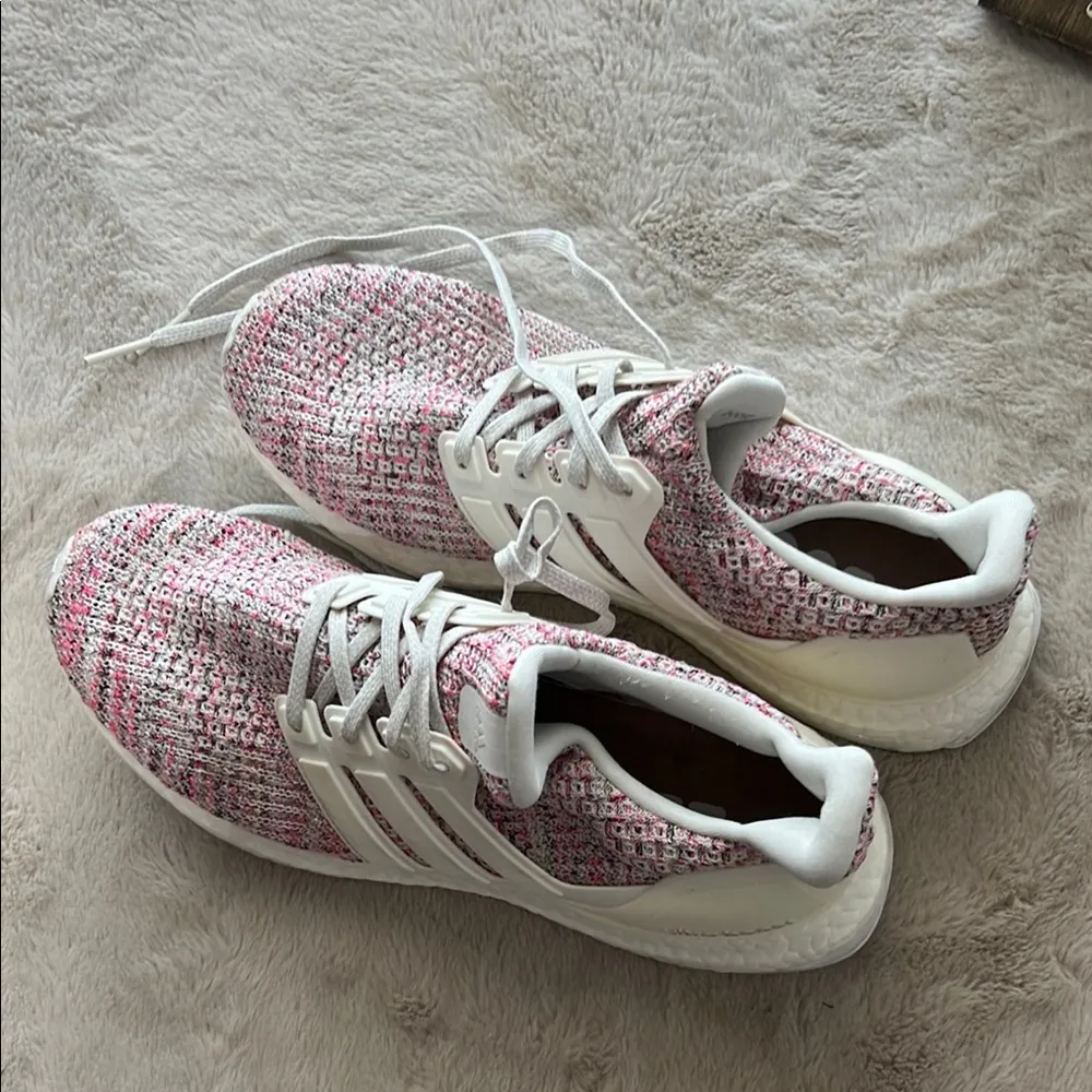 Adidas Women's Ultra Boost Pink and White Sneakers - Image 2