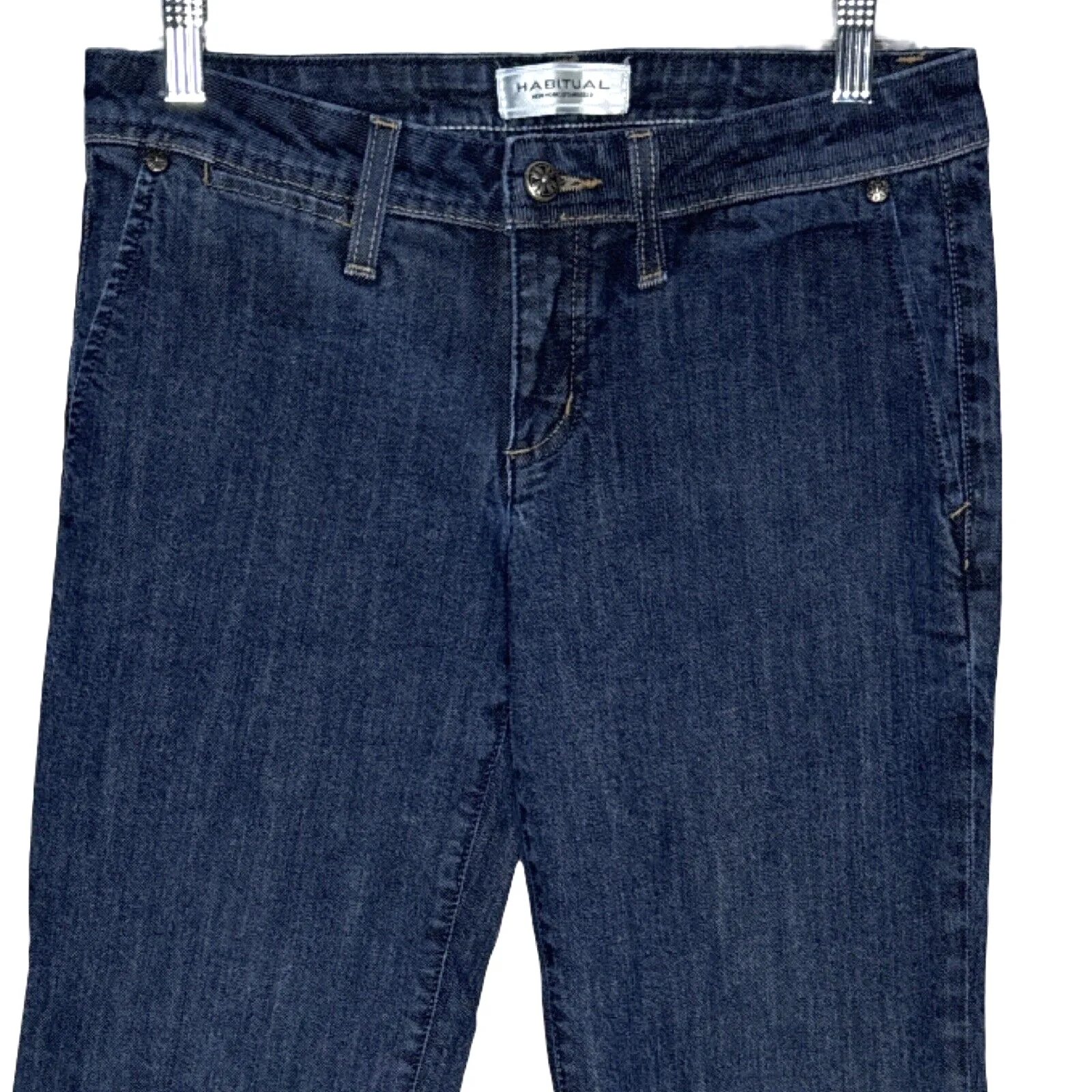 Habitual Jeans Womens 4 Blue Flare Leg Low Rise Dark Wash Fading Everyday Casual - Image 3