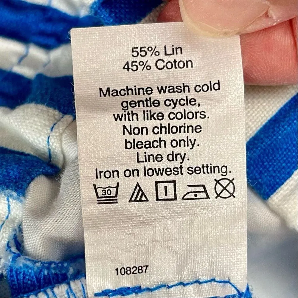 J. CREW Blue White Striped Pull-on Linen Blend  Shorts 8 - Image 6