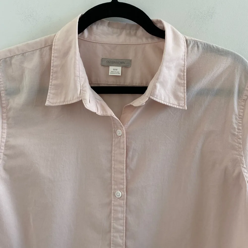 Outerknown Women’s Light Pink Marlow Organic Cotton Button Down Shirt Medium - Image 3