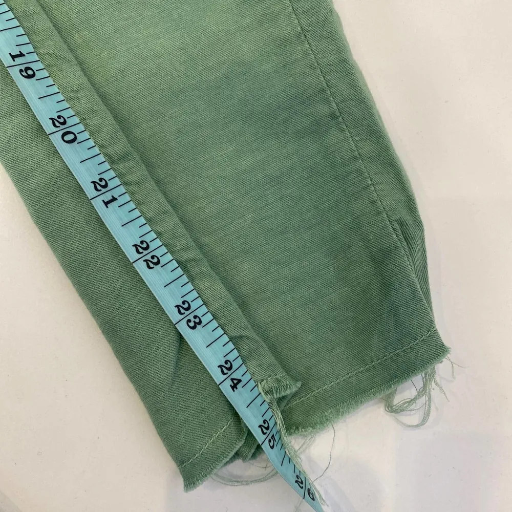 Mother The Shaker Chop Crop Hedge Green Pants Cotton Linen EUC Sz 27 - Image 16