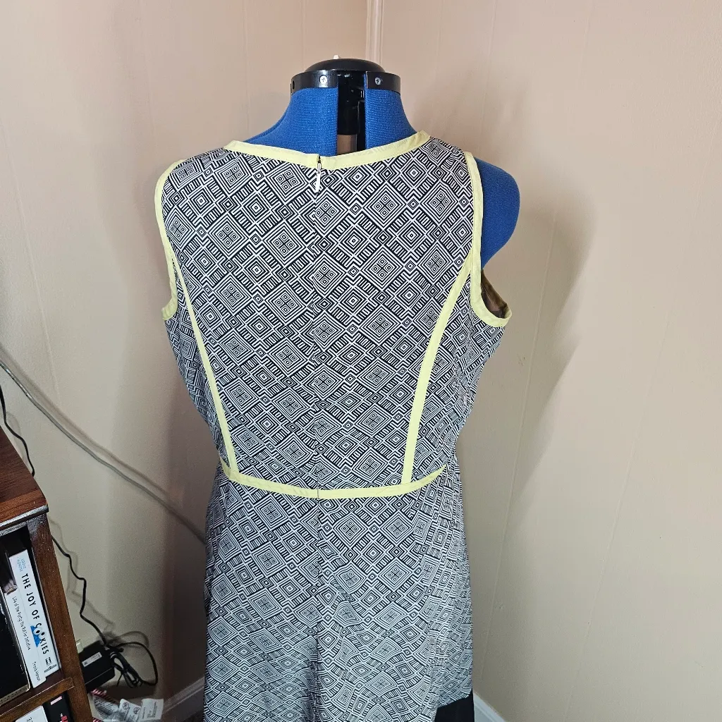 New York and Company Black and White XL Lightweight Dress with Lime Accents - Image 3