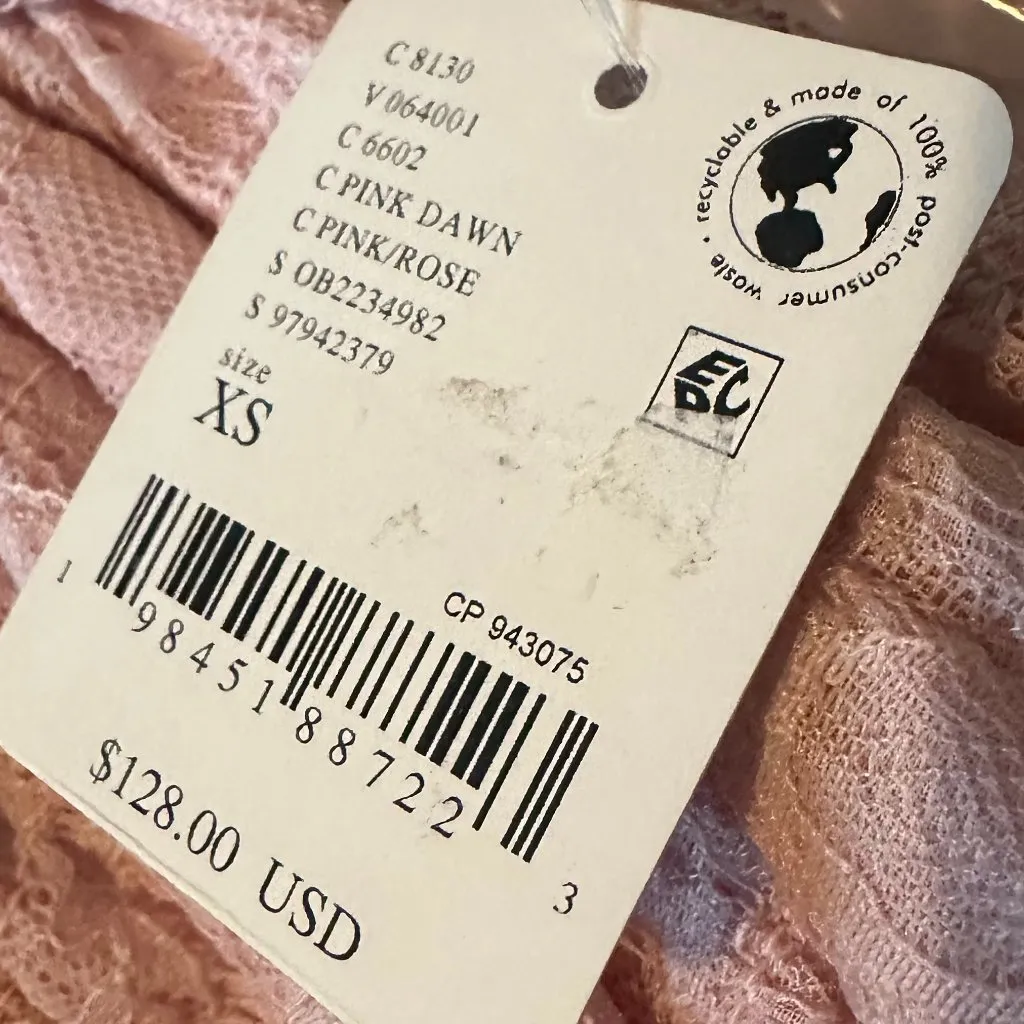 Free People Lala Dawn Rose Pink Lace Mini Dress Cutout Tie Front Size XS NWT - Image 13