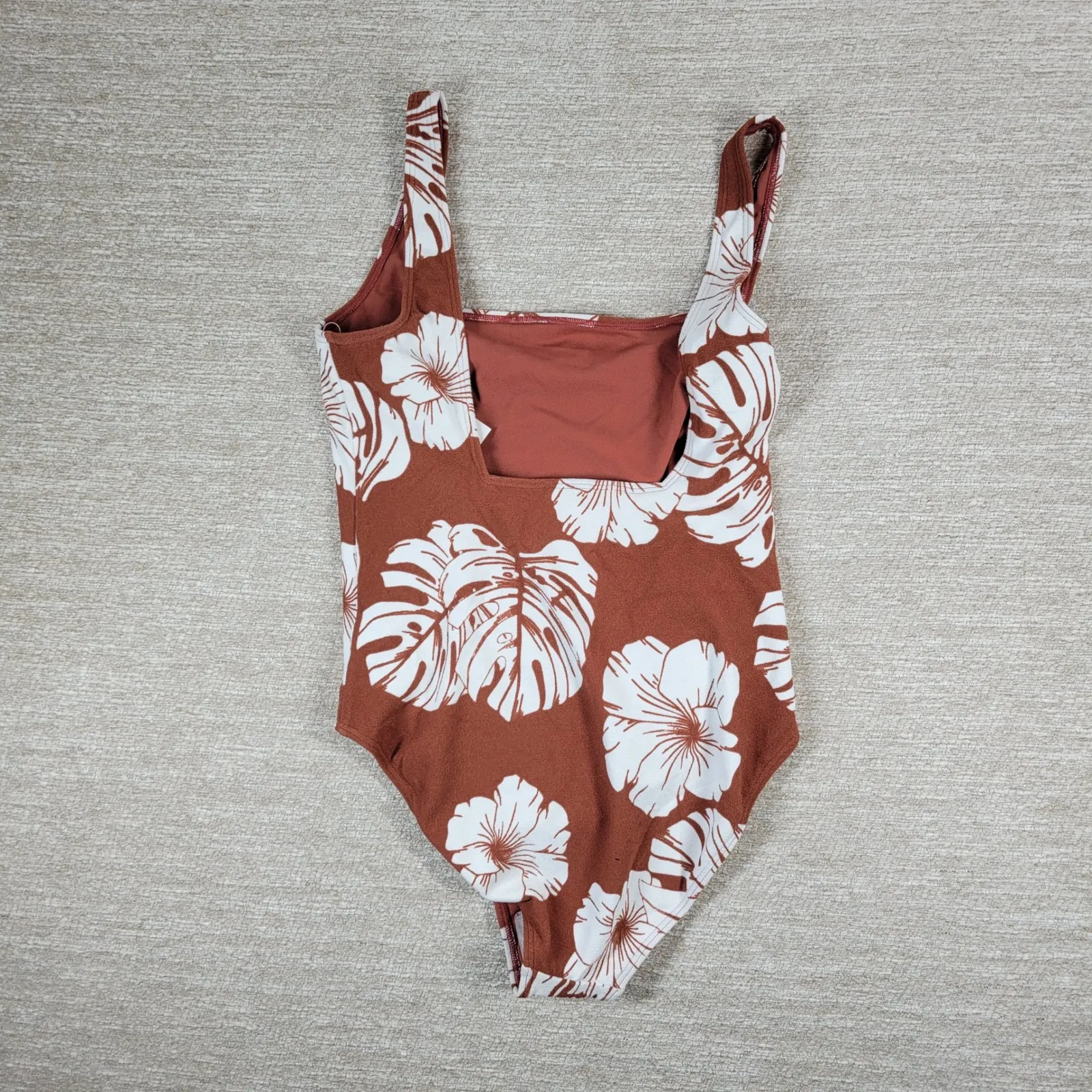 Roxy Garden Trip One Piece Swimsuit Size S Brown Tropical Floral Print - Image 8