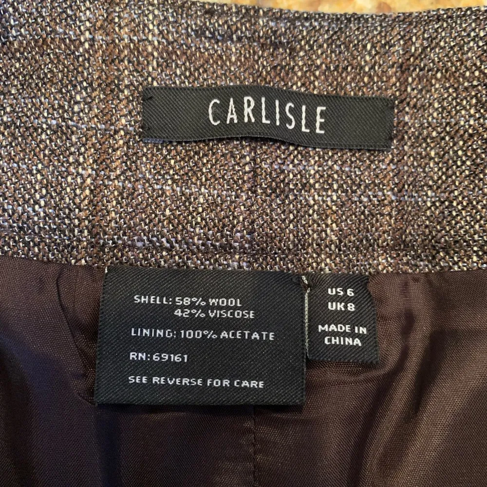 Carlisle Wool Blend Pants Women Size 6 Brown Straight Leg Trouser Tweed Lined - Image 5